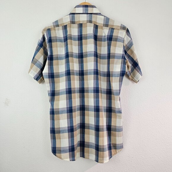 Vintage Levis Mens Sz M Plaid Check Cotton Button Up Shirt Western Casual Work - Picture 6 of 7